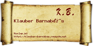 Klauber Barnabás névjegykártya